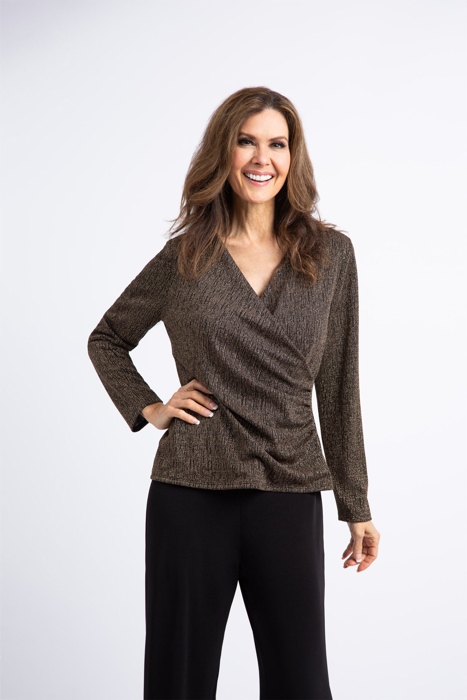 Surplice Neckline Metallic Top Image 1