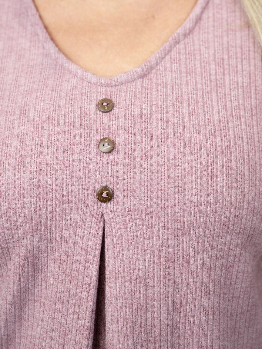 Elbow Sleeve V-Neck Top Image 3