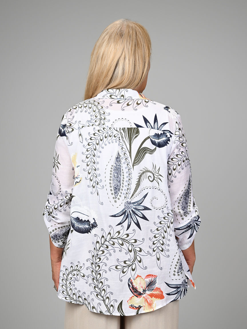 3/4 Sleeve Button Up Top