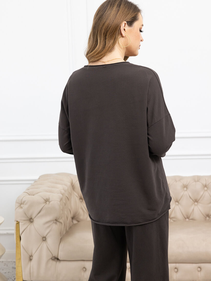 Long Sleeve Palm Tree Print Sweater