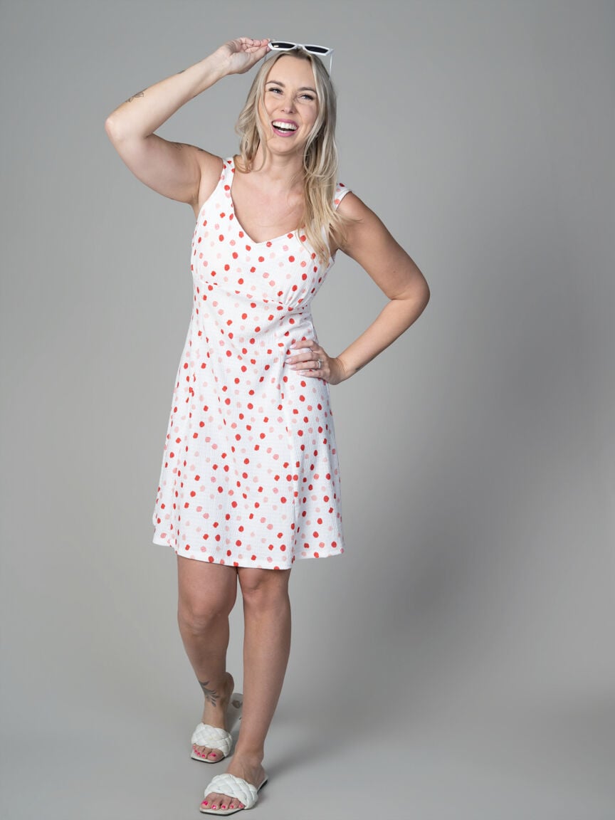 Sleeveless Knee Length Polka Dot Dress Image 2