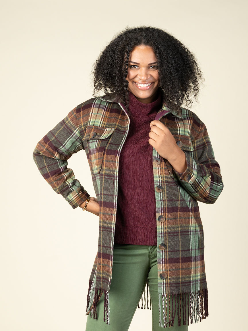 Cinkle Drop Shoulder Mock Neck Top