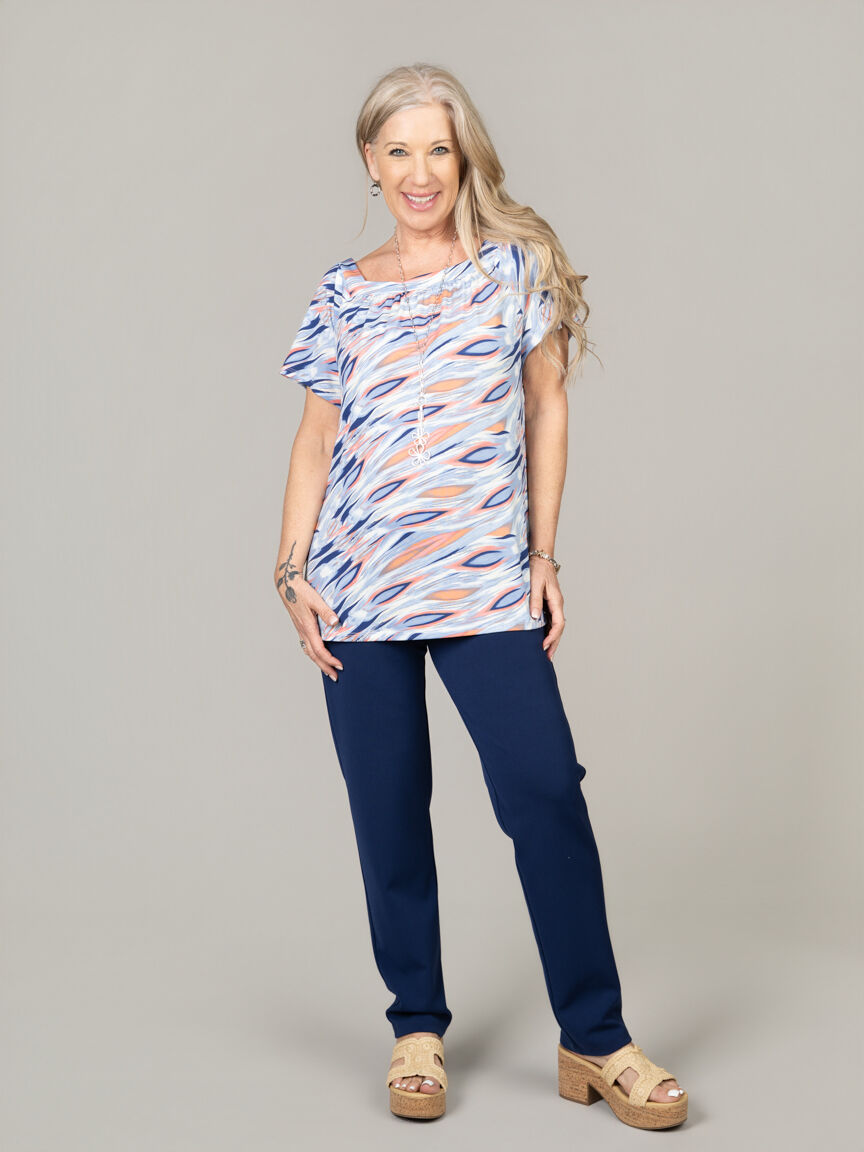 Boat Neck Short Sleeve Top