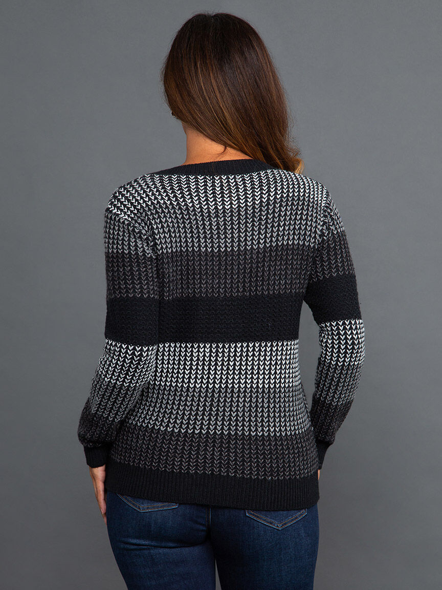Long Sleeve Color Block Knit Sweater Image 4