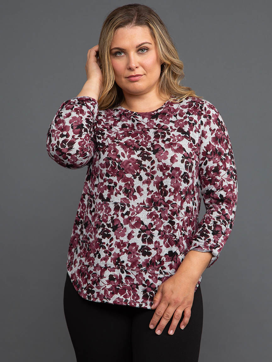 &frac34; Sleeve Top w/ Kangaroo Pocket Image 2