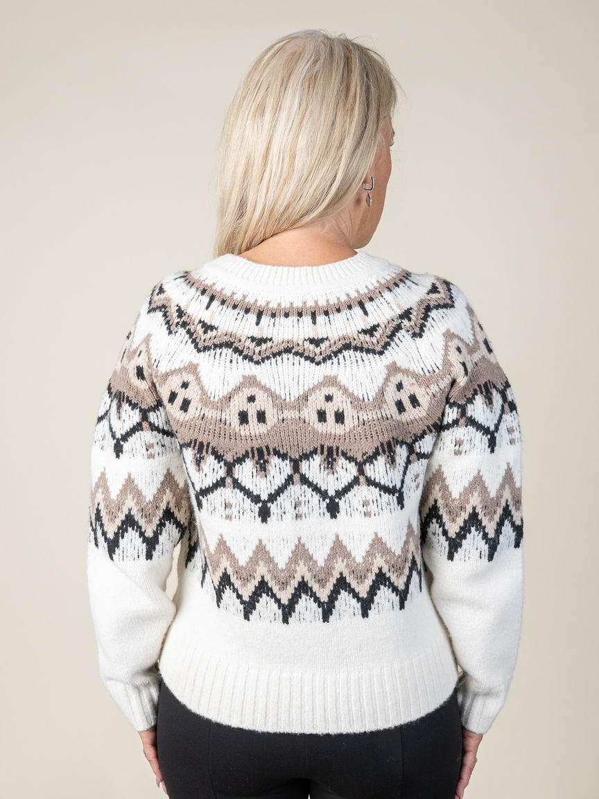 Fair Isle Button-Front Sweater Cardigan