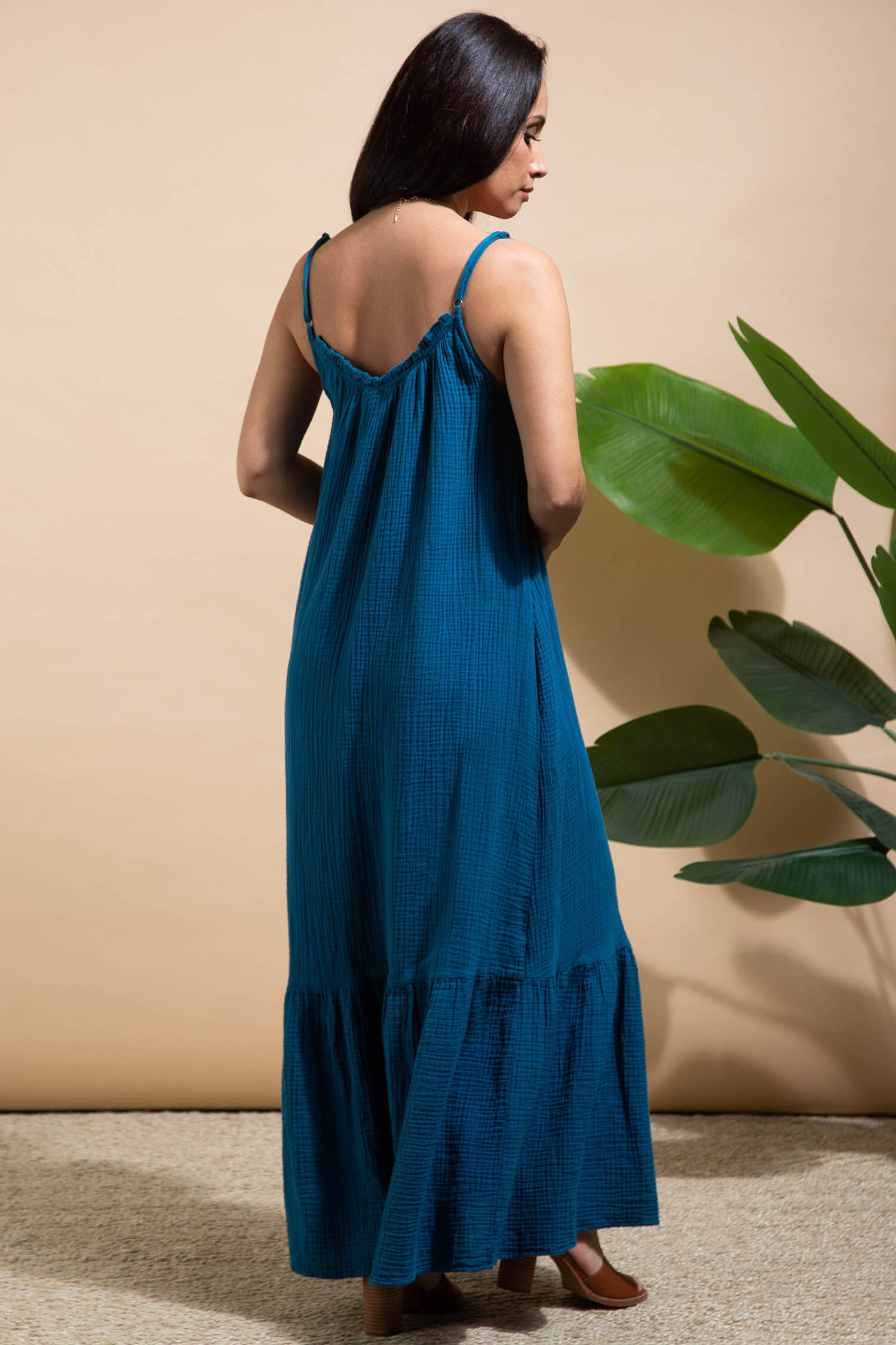 Cotton Gauze Maxi Dress w/ Pockets Image 4