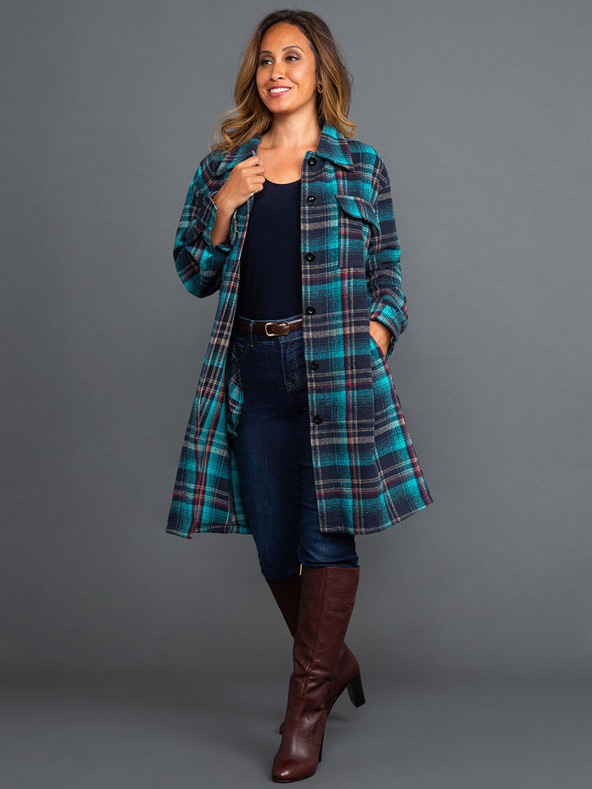 Longline Plaid Shacket Image 2