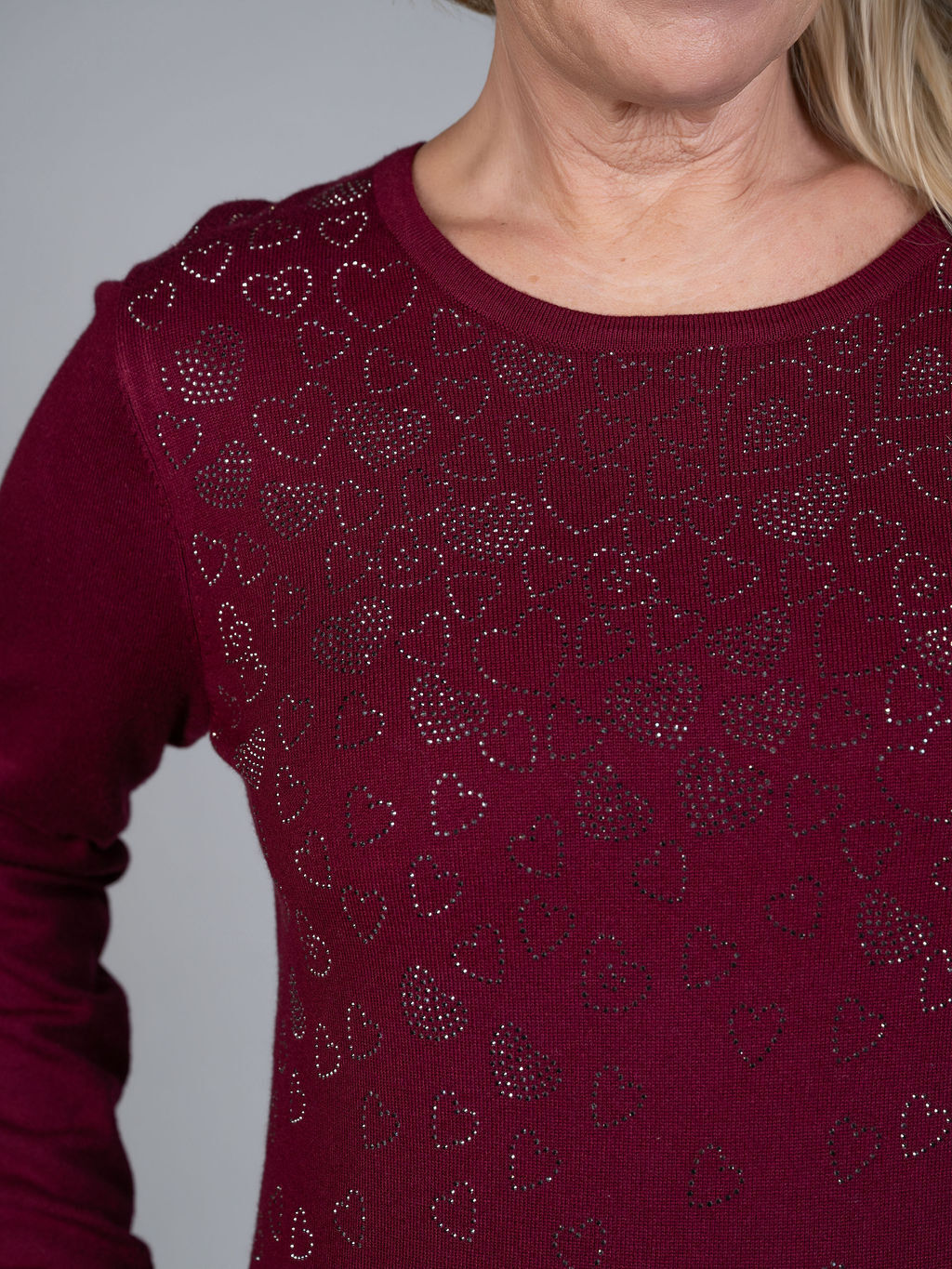Soft Crew Neck Heart Sweater