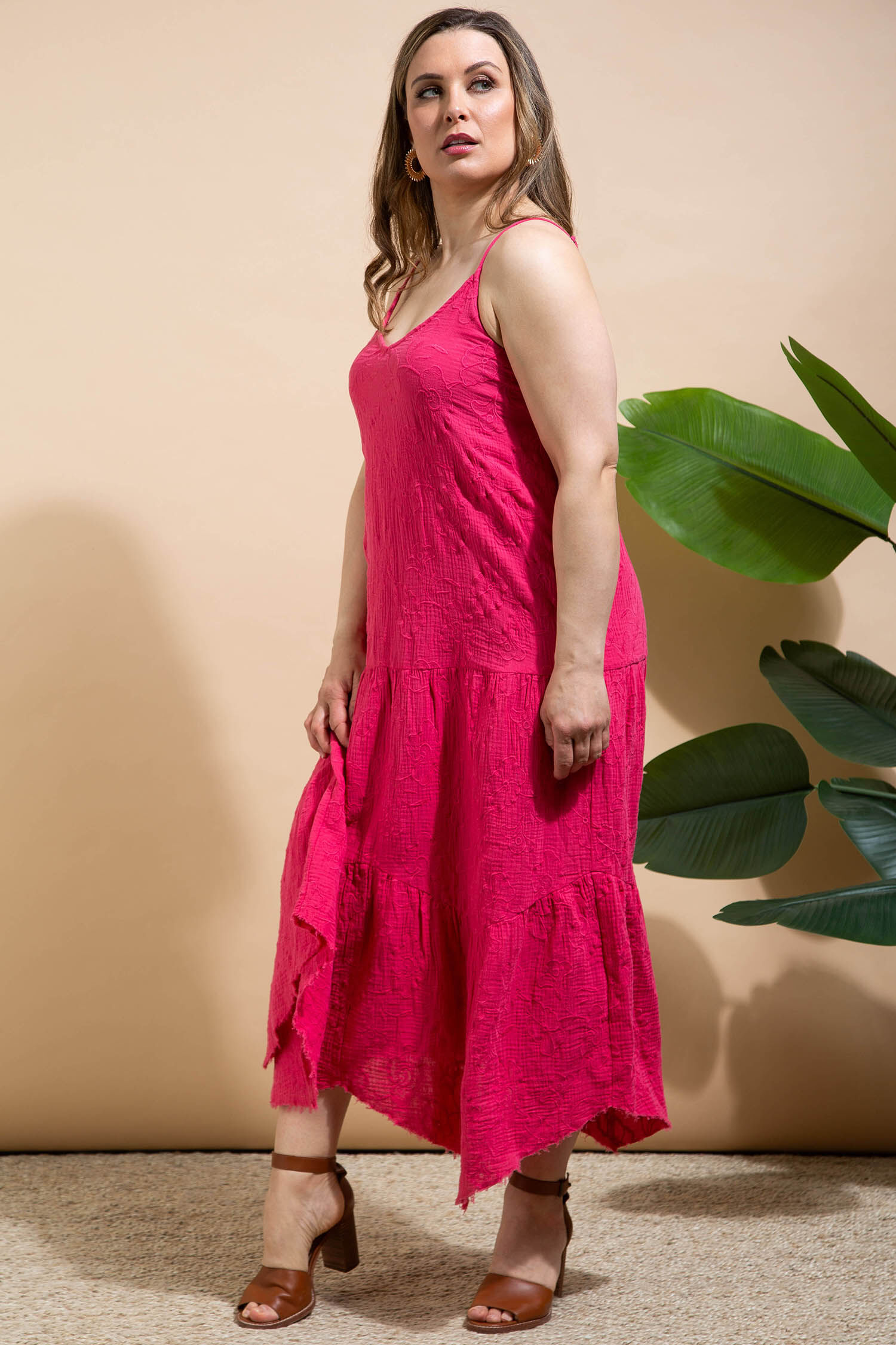 Cotton Handkerchief Maxi Dress with Adjustable Straps Image 2