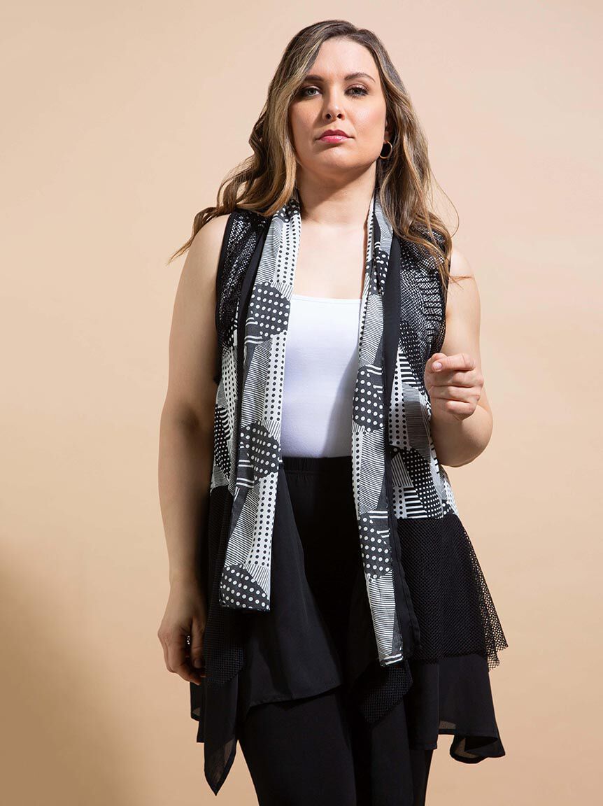 Shawl Collar Vest w/ Mesh Insert Image 2