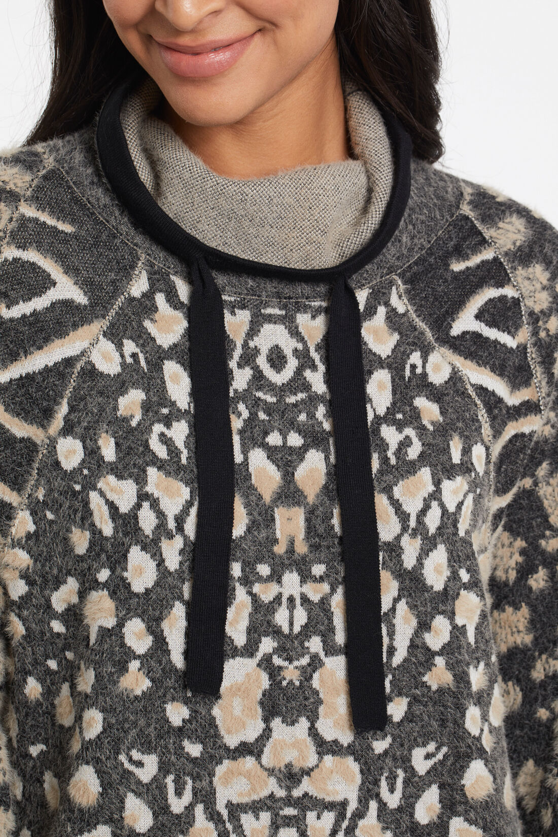 Eyelash Intarsia Cheetah High-Neck Tunic Image 3