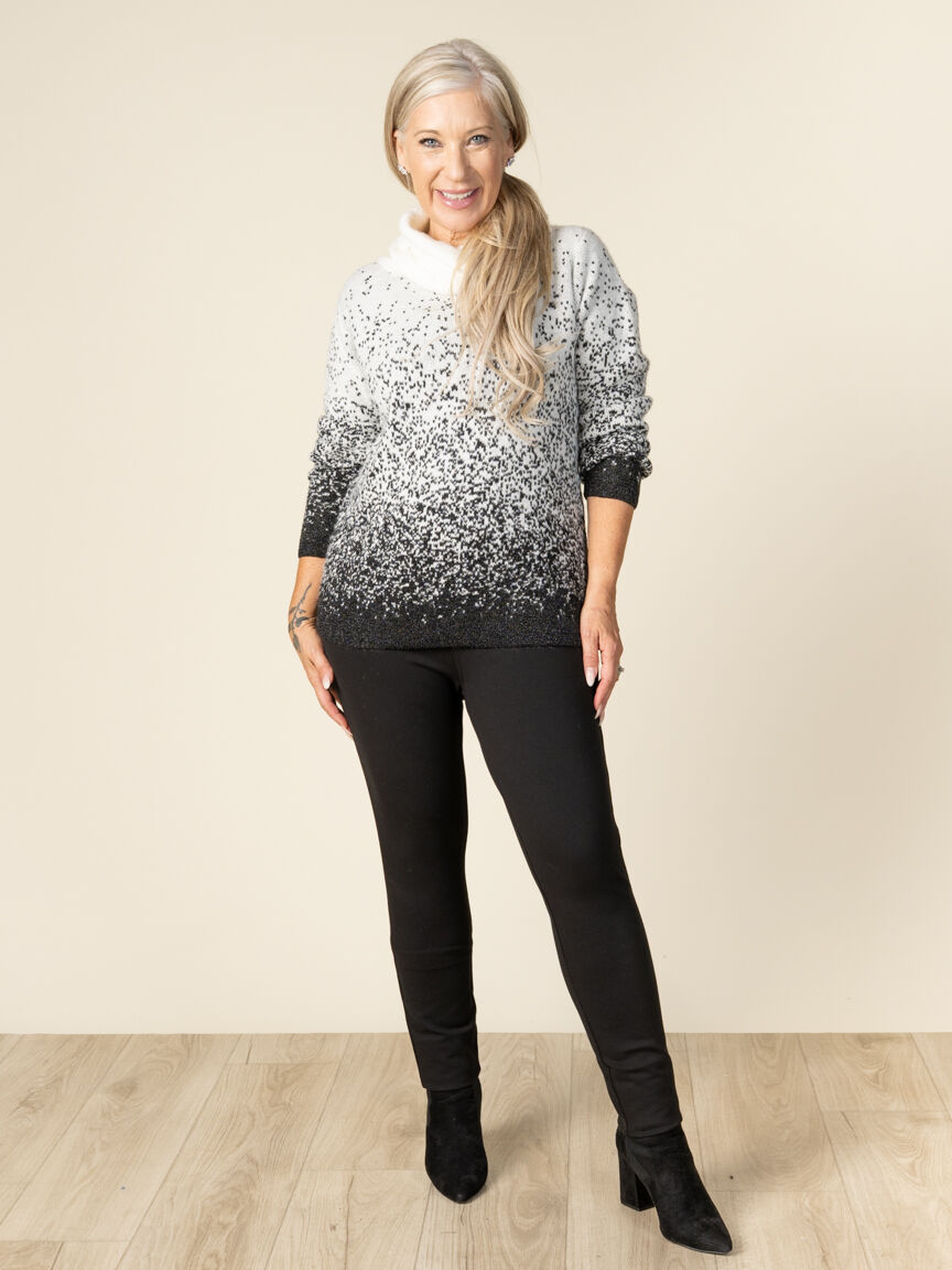 Long Sleeve Cowl Neck Lurex Knitted Sweater