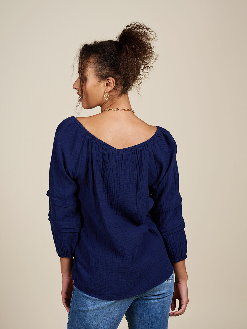 Cotton Gauze Convertible Off-Shoulder Top  Image 3