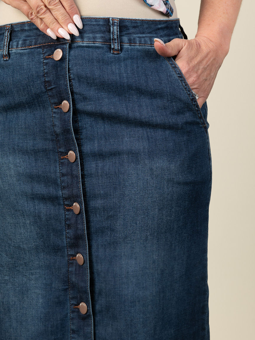 Denim Daisy Button Down Skirt Image 4