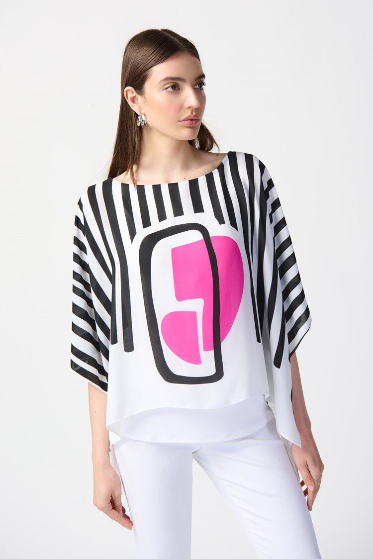 Abstract Print Georgette Poncho Top Image 2