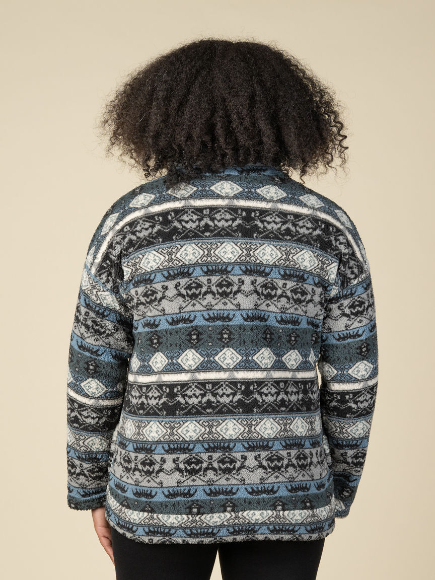 Fluffy Printed Zip-Up Jacket