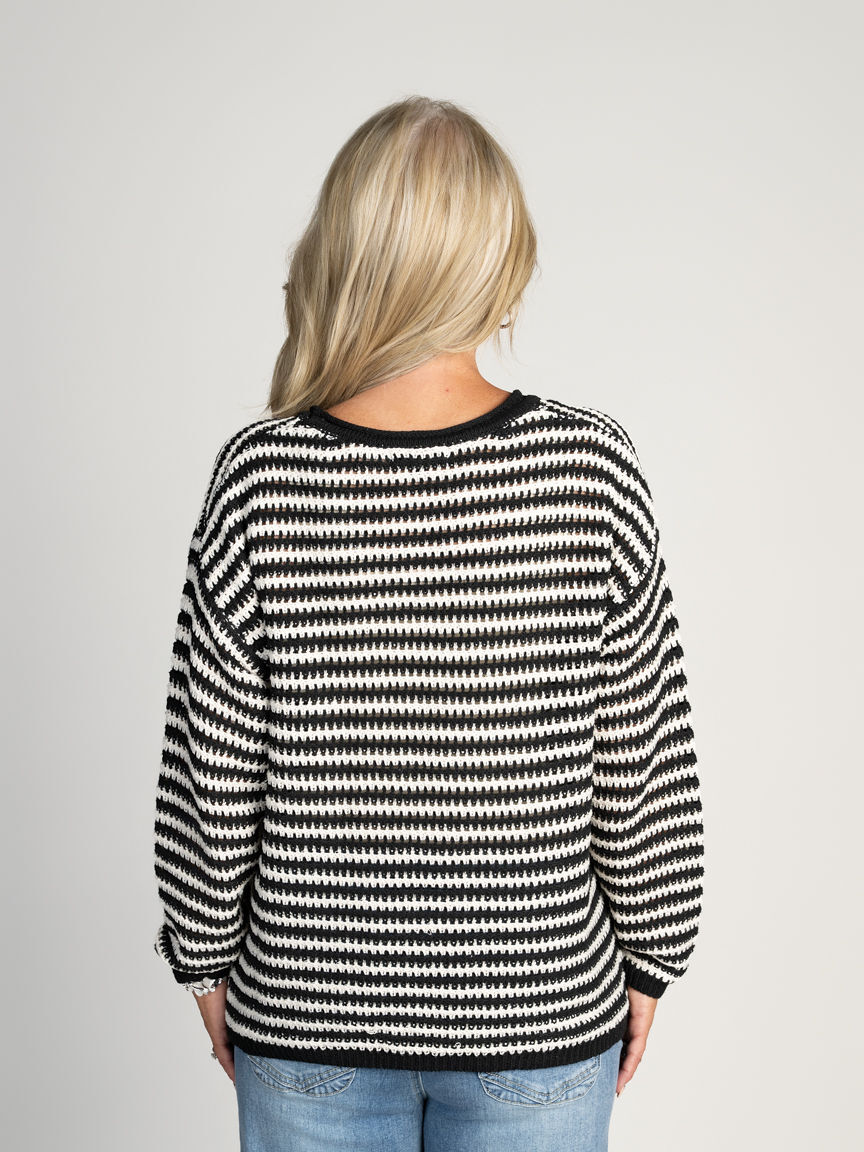 Striped Cotton Blend Sweater