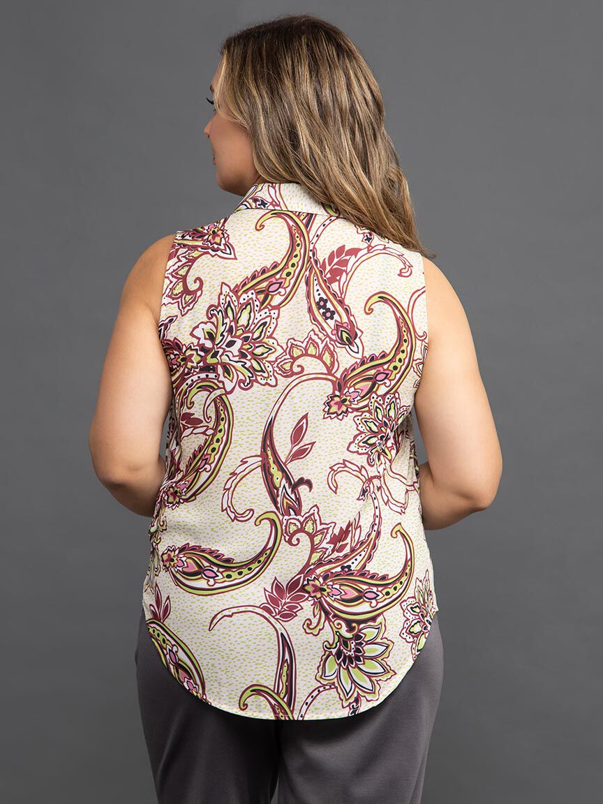 Sleeveless Floral Paisley Blouse