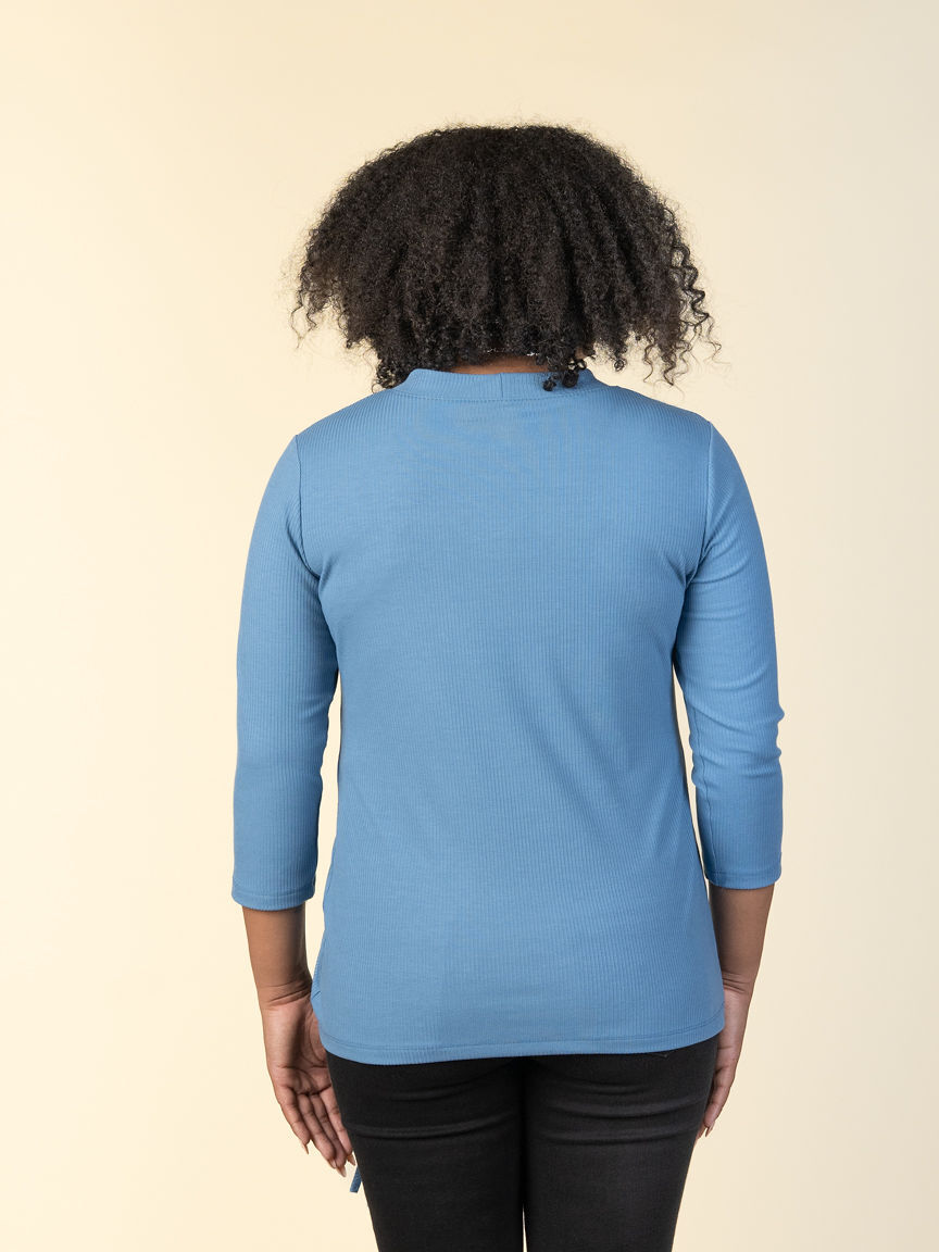 &frac34; Sleeve Knit Top w/ Drawstring Image 1