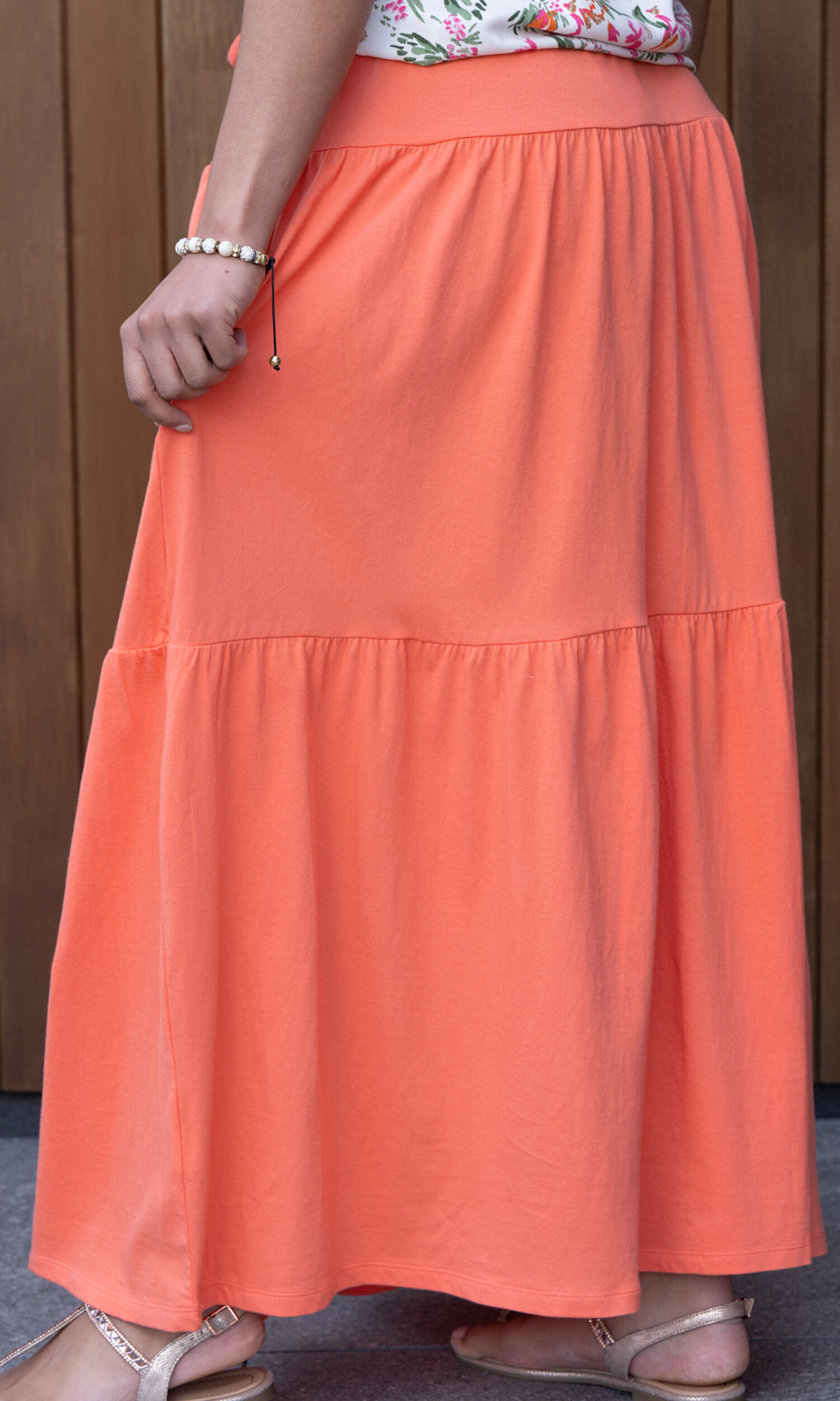 100% Cotton Tiered Maxi Skirt Image 3