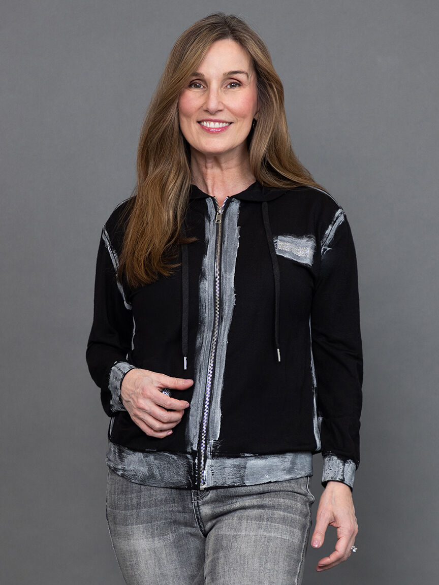 Long Sleeve Zip-Up Cardigan w/ Hood 