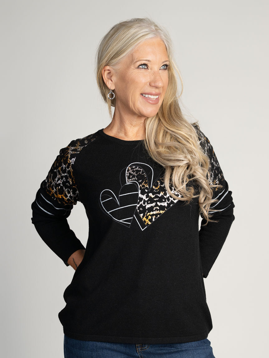 Lightweight Metallic Print Long Sleeve Top