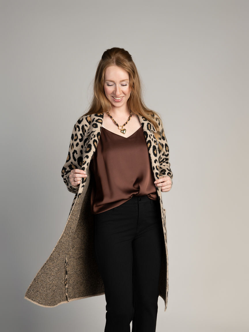 Open Front Leopard Coatigan