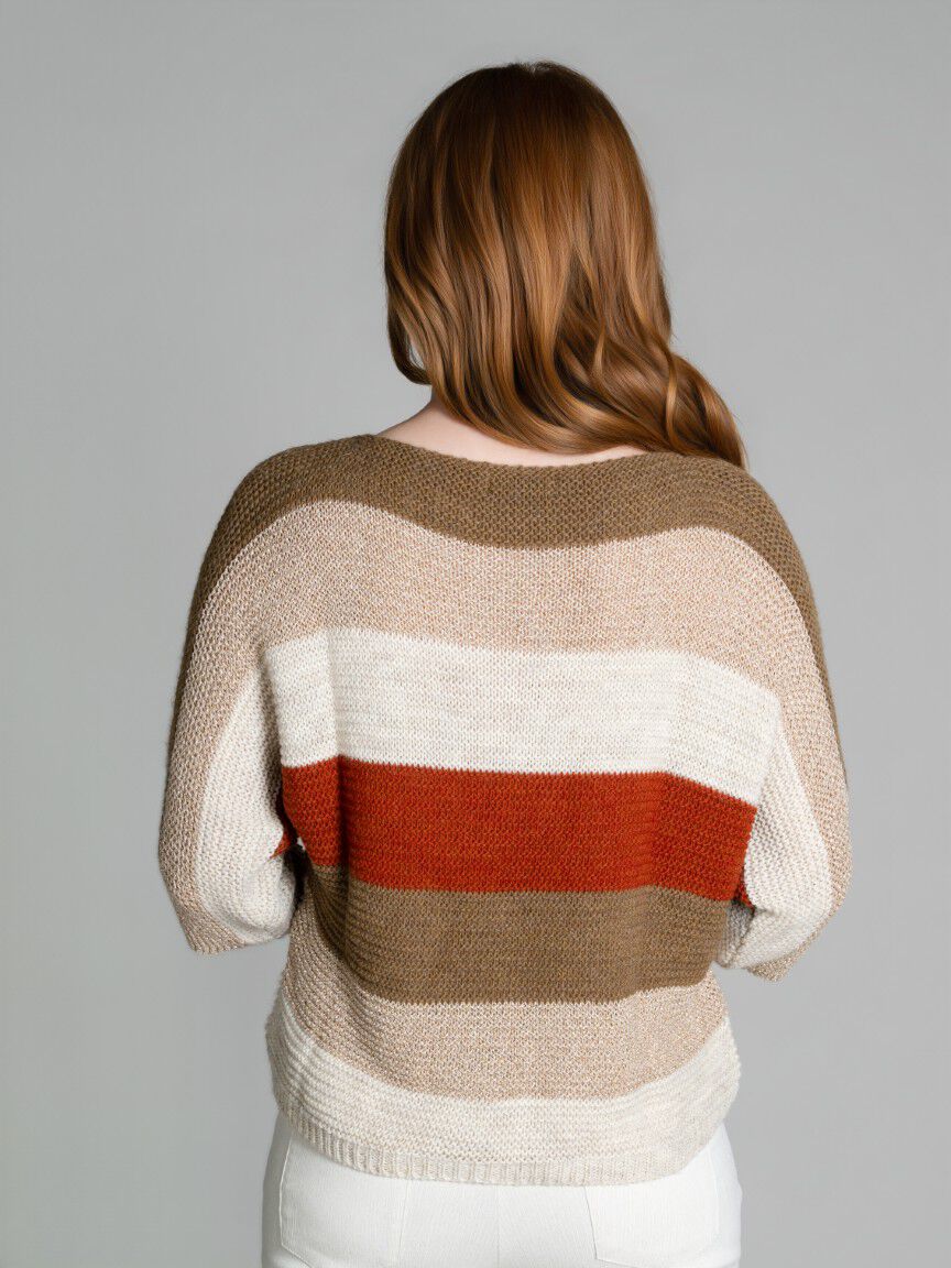 3/4 Sleeve Lurex Knit Sweater