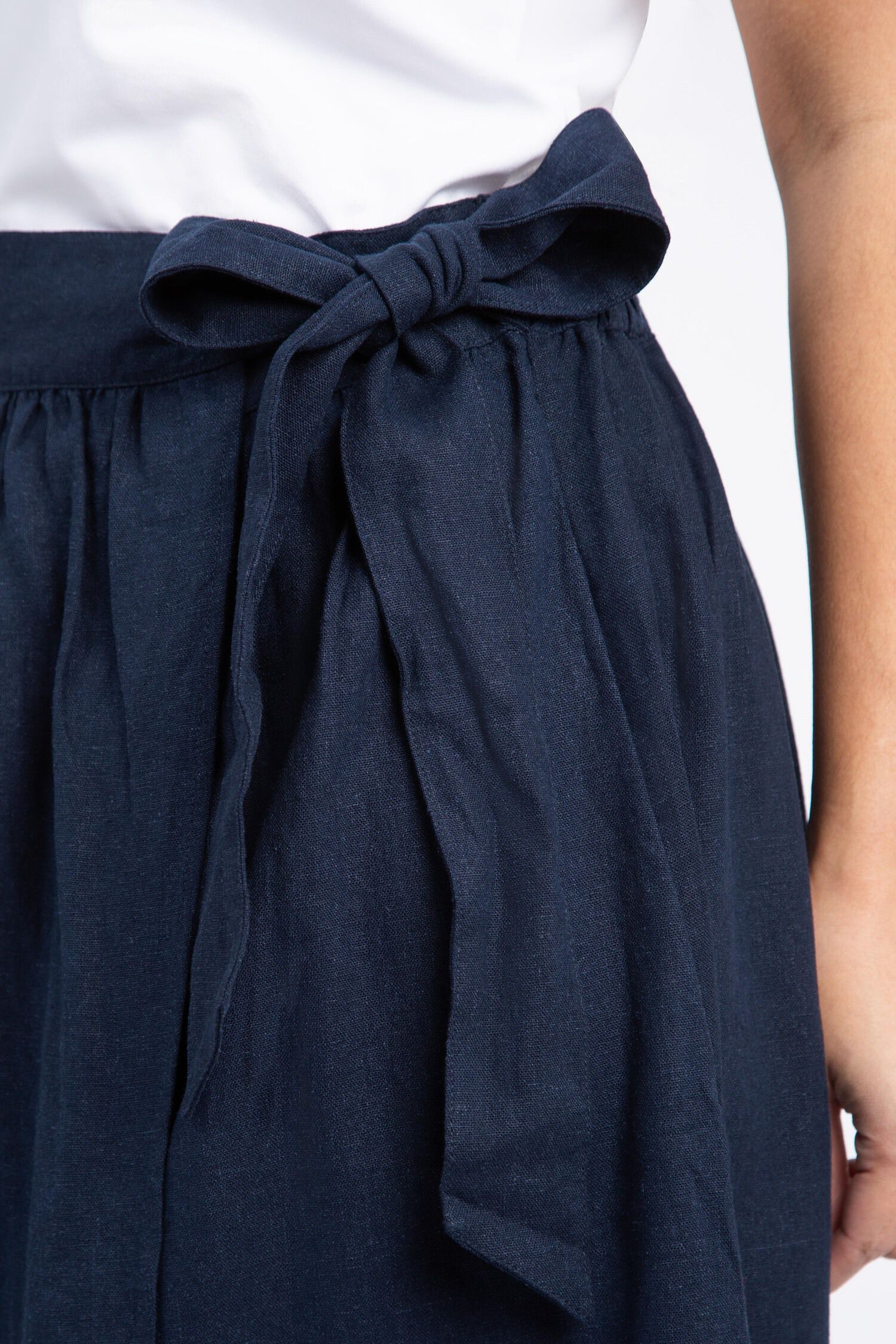 Linen Blend Wrap Midi Skirt Image 4