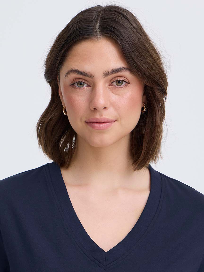 Short Sleeve V-Neck Cotton Shirt Image 3