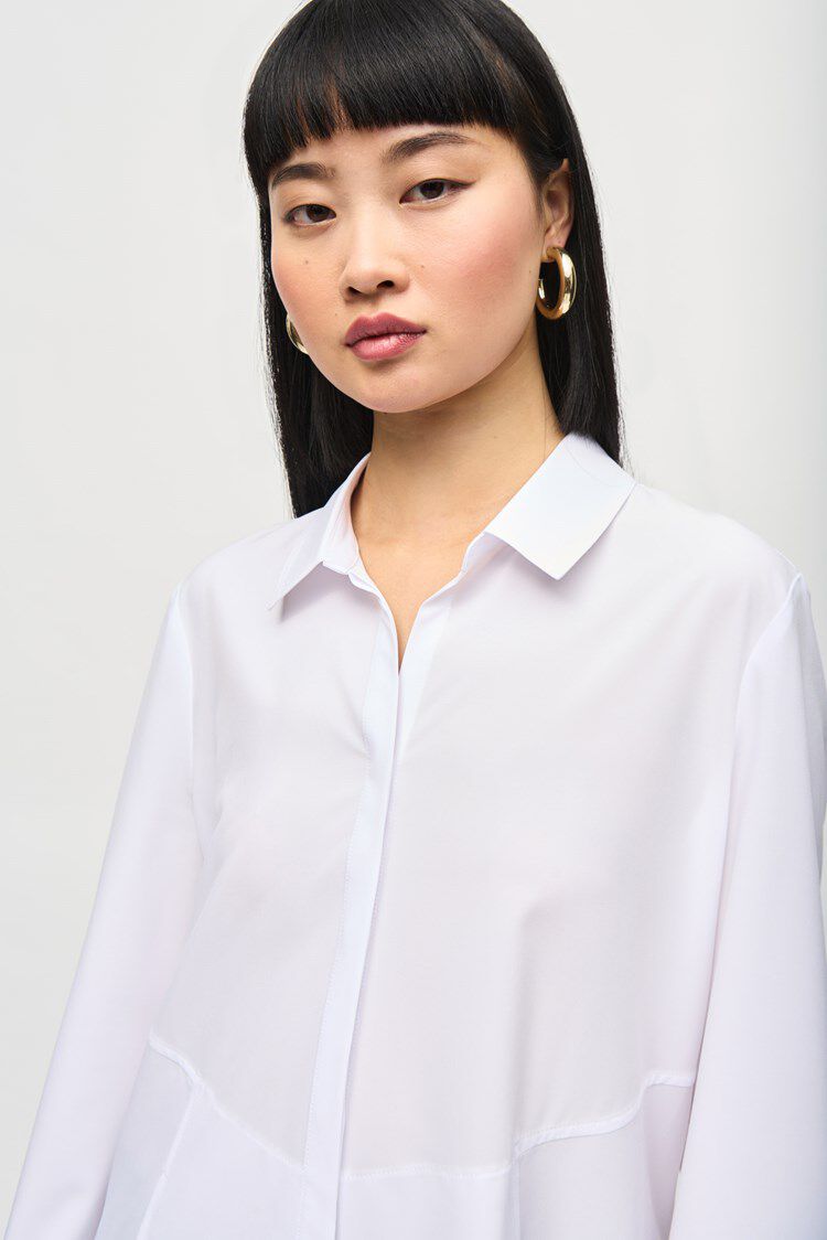 Woven Button-Down Blouse With Pockets Image 2