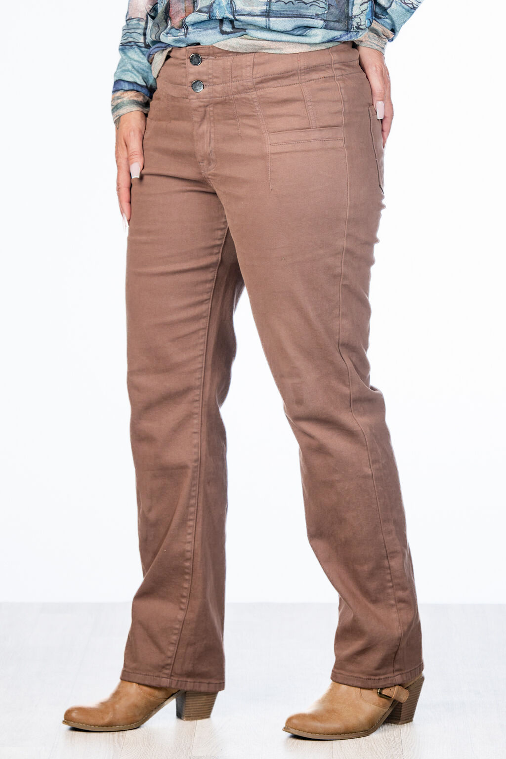 Straight Brown Ankle Pants Image 3