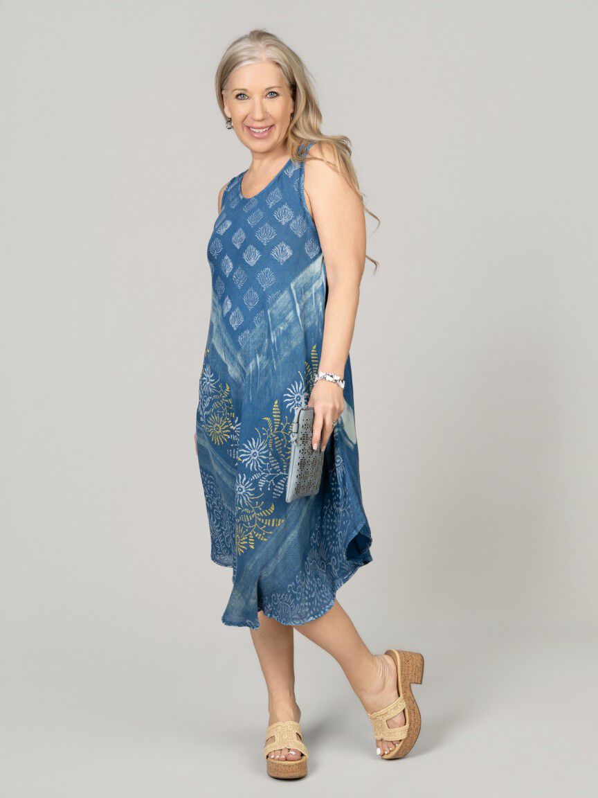 Sleeveless Tie Dye Midi Dress