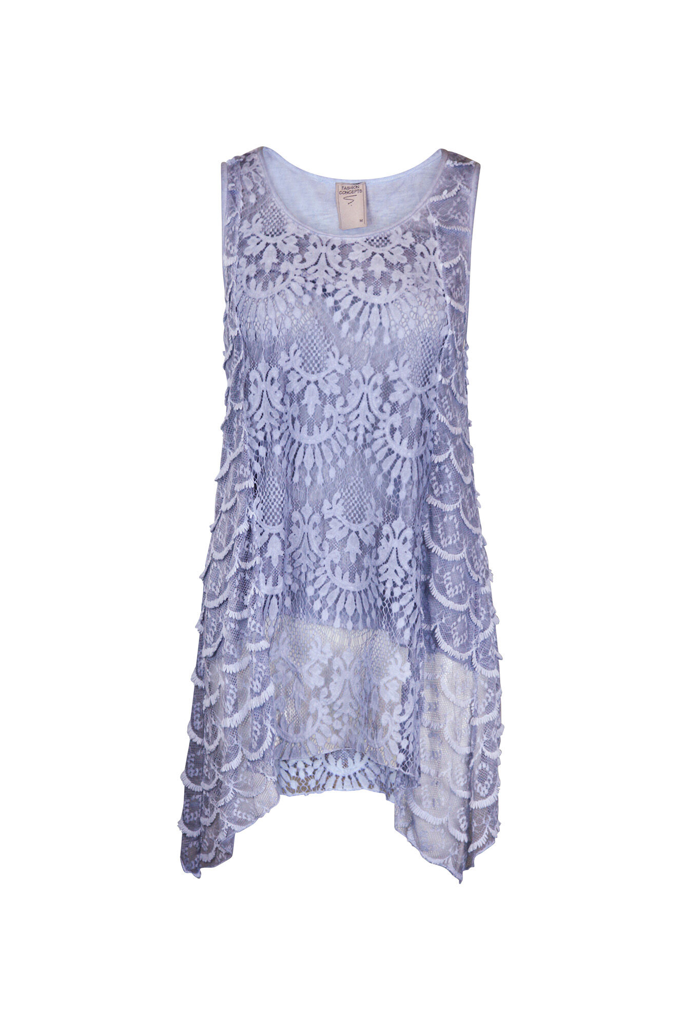 Sleeveless Lace Top with Sharkbite Hem Image 1