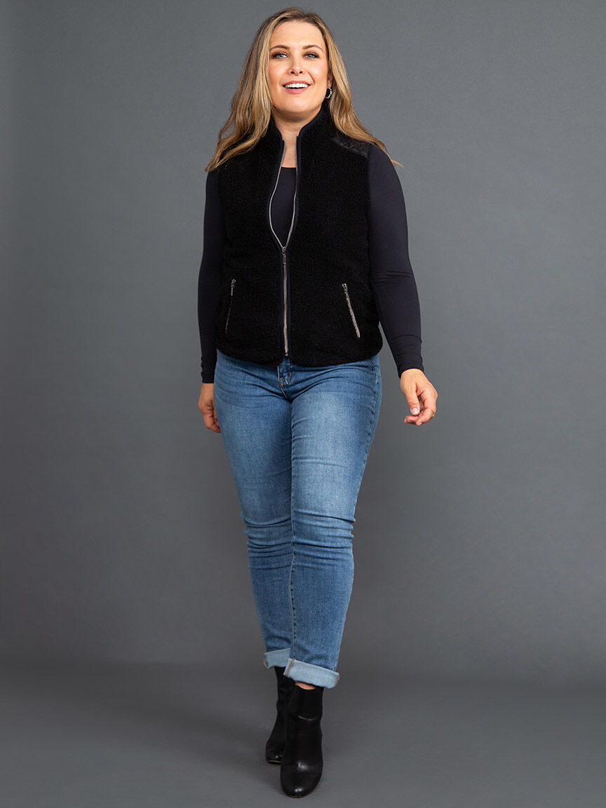 Mixed Media Zip-Up Vest  Image 1