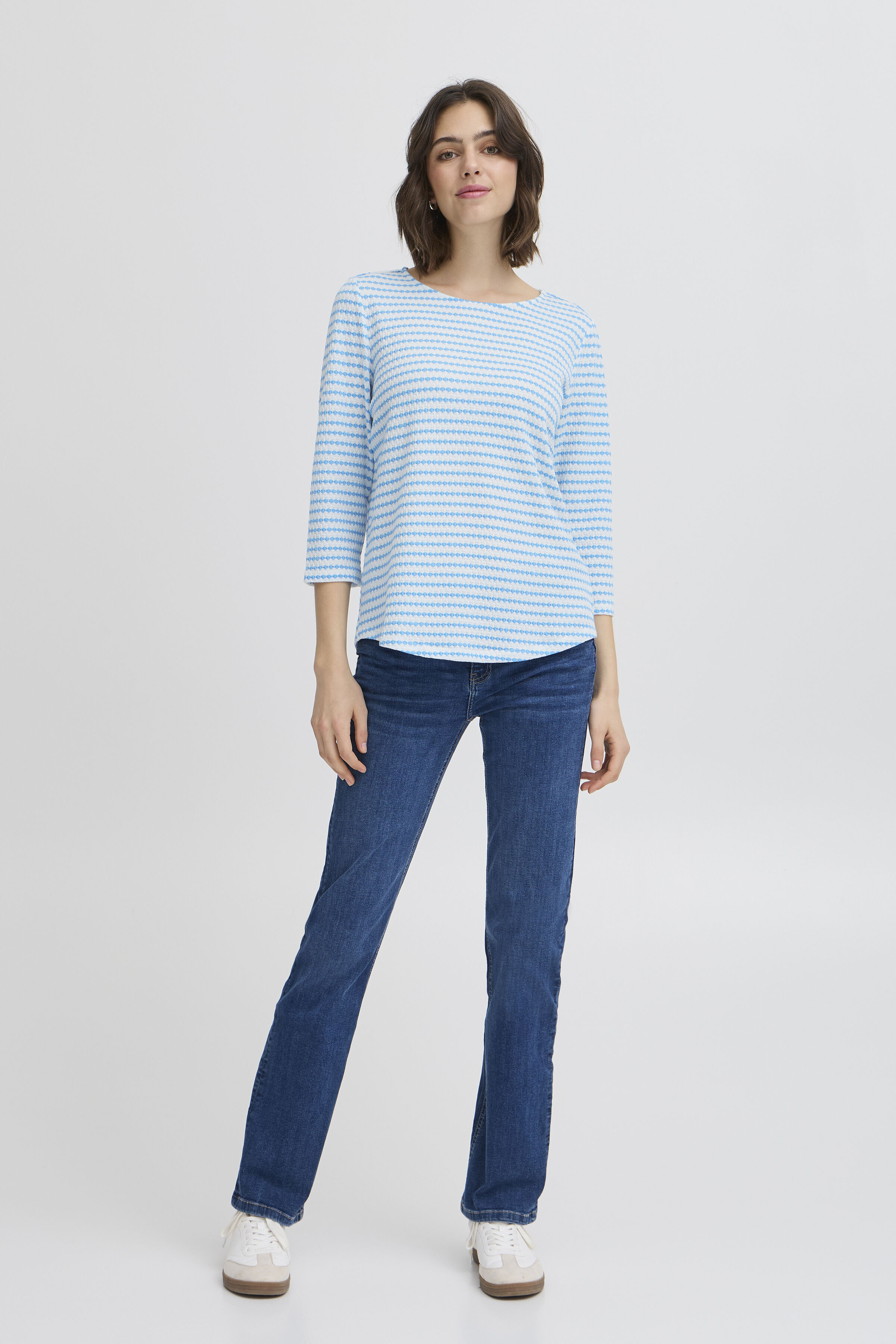 &frac34; Sleeve Crew Neck Top 