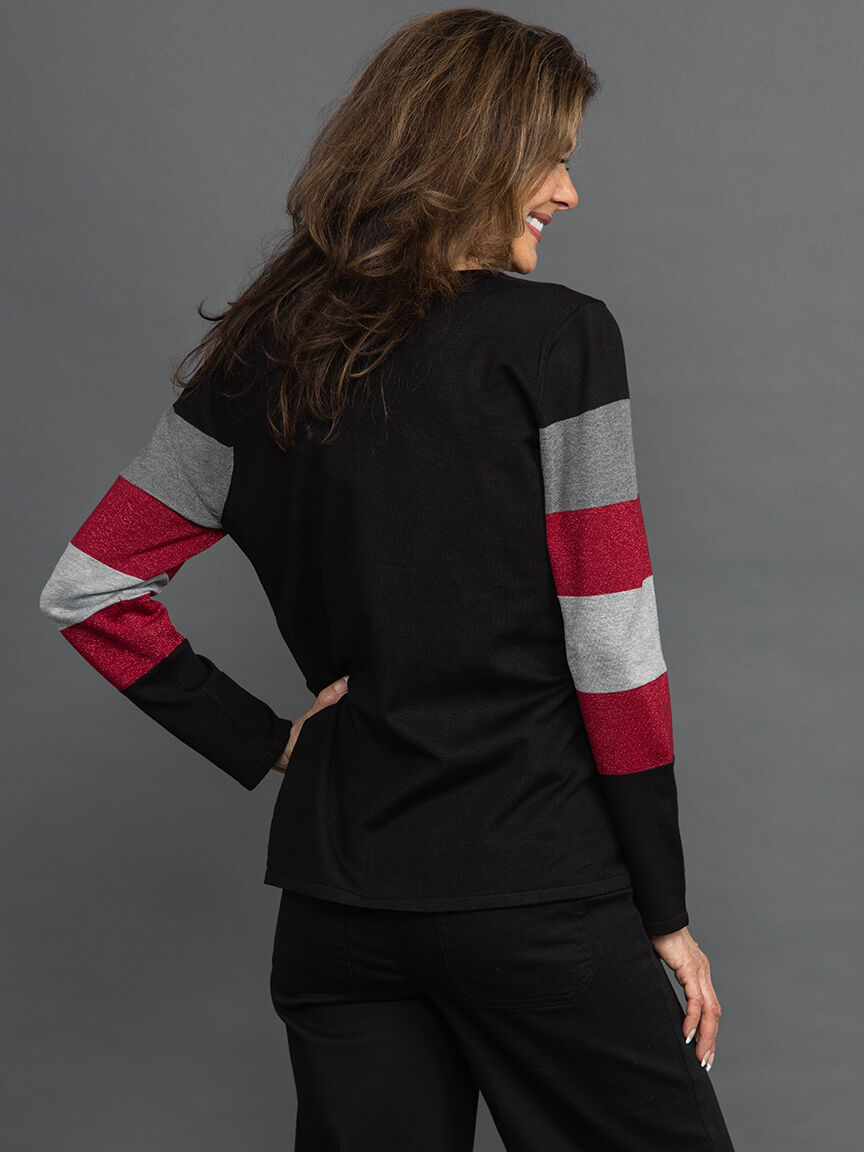 Long Sleeve Colour Block Hot Fix Sweater Image 4
