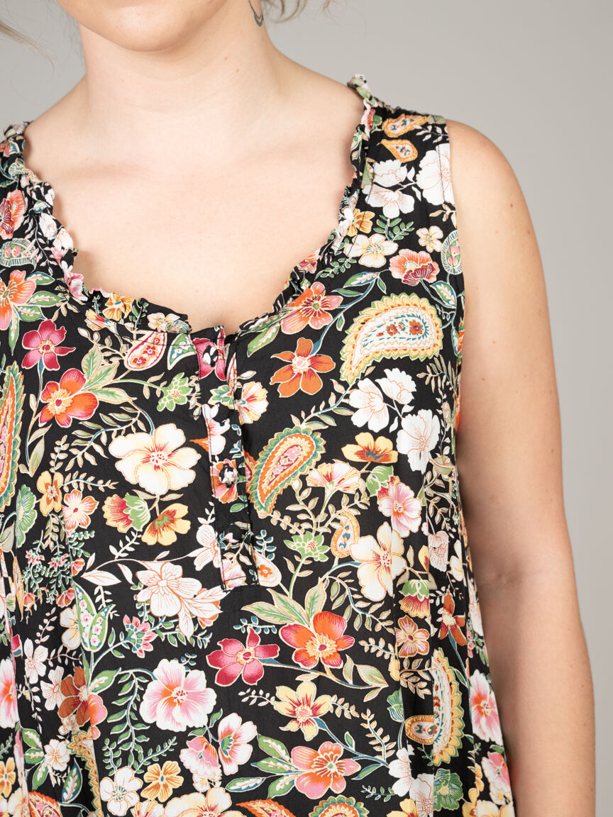 Ruffled Floral Layered Hem Dress
