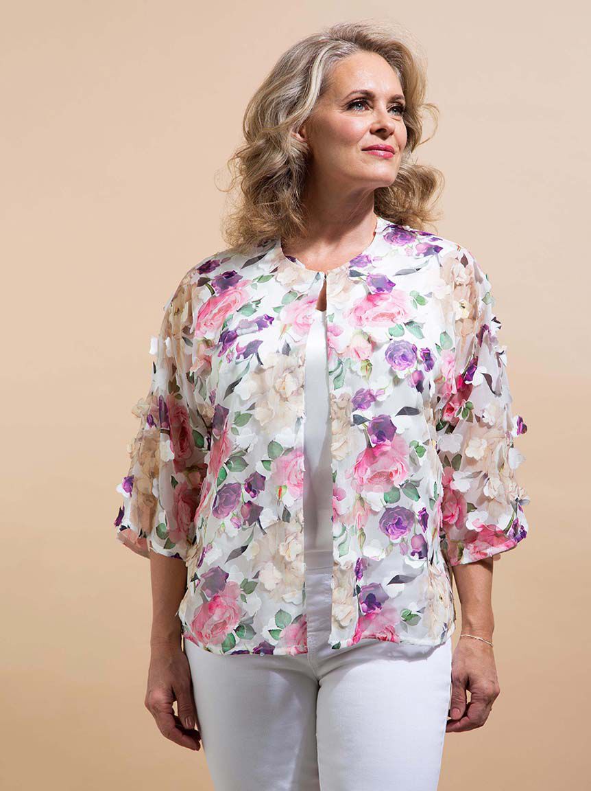Floral Applique Sheer Cardigan Image 2
