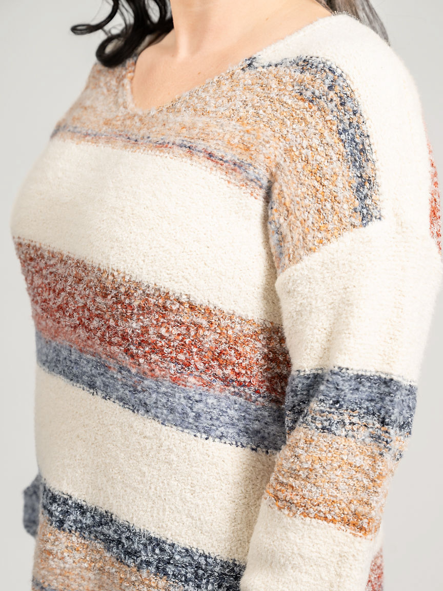 Boucle Yarn V-Neck Sweater