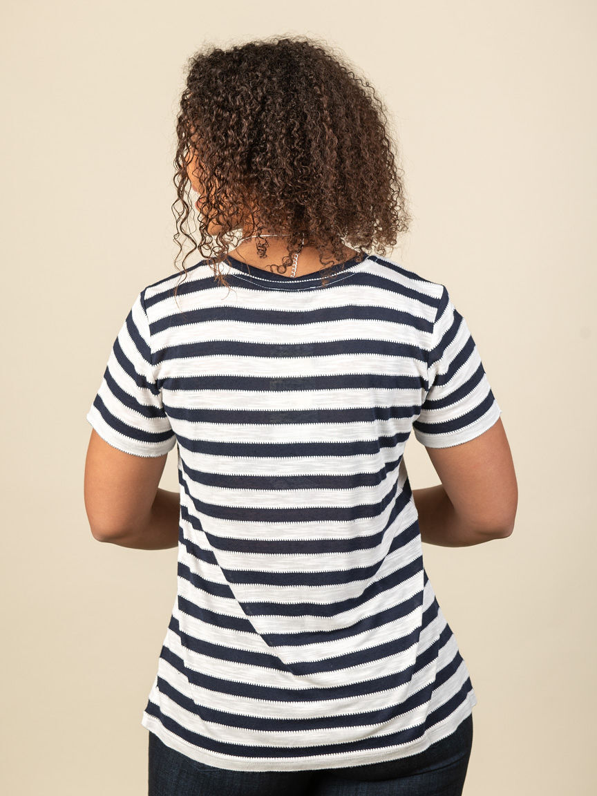 Short Sleeve Crew Neck Striped Top 