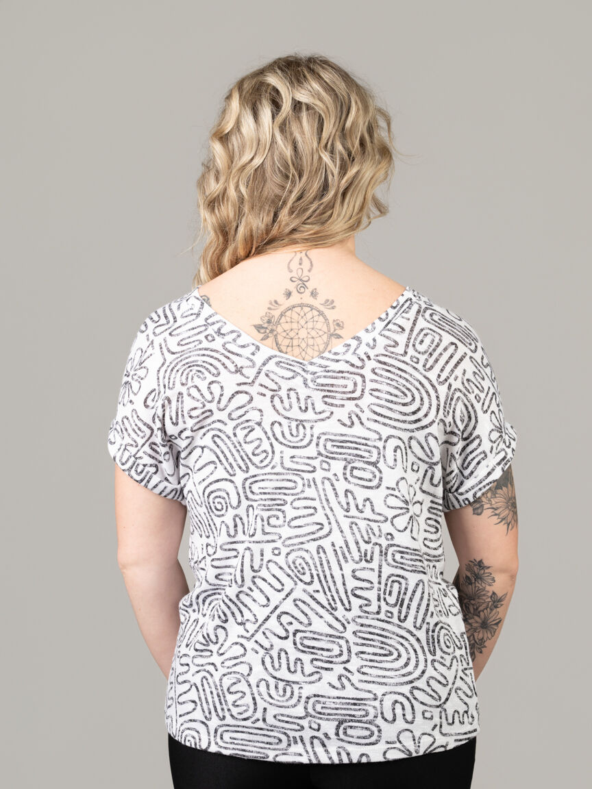 2-Way Neckline Abstract Print Top Image 6