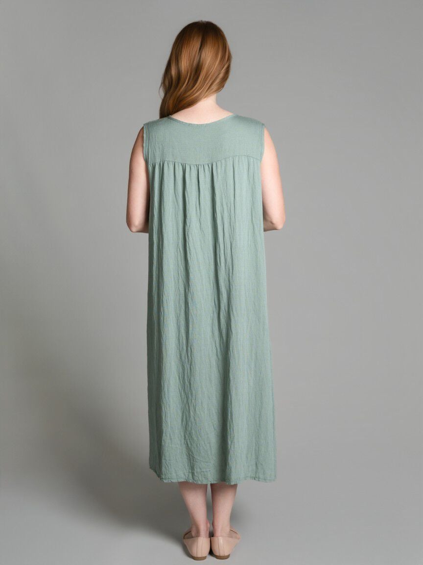 Sleeveless Midi Dress With Pocket