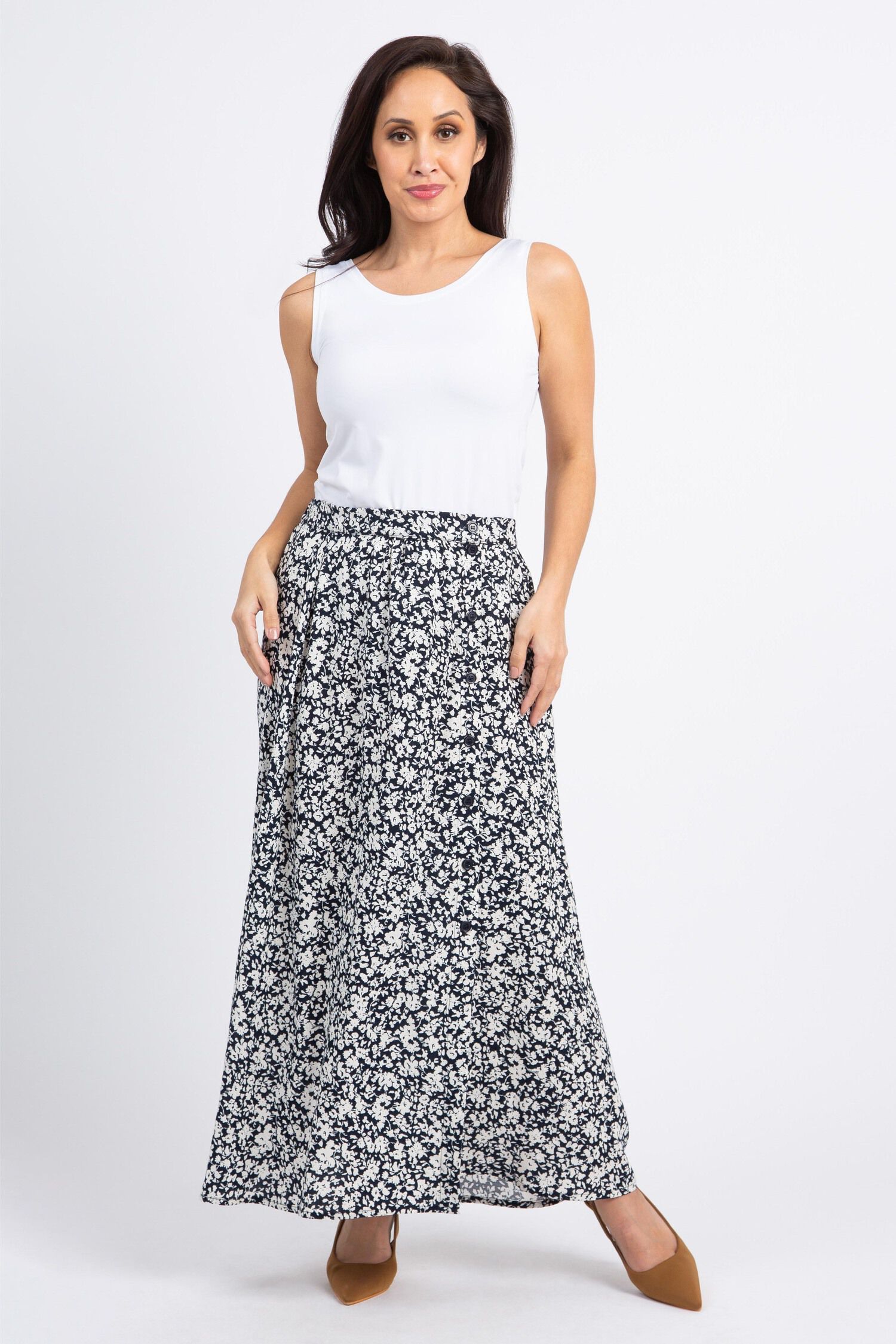 Button Down Floral Maxi Skirt Image 4