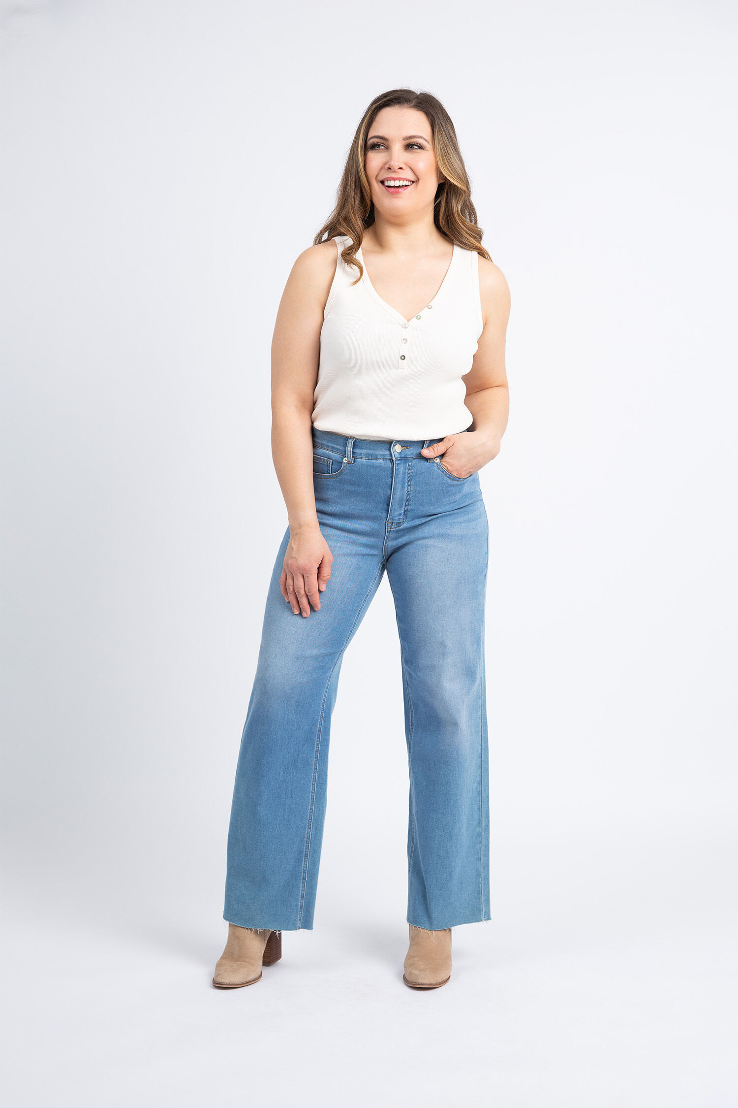 V-Neck Henley Tank Image 1