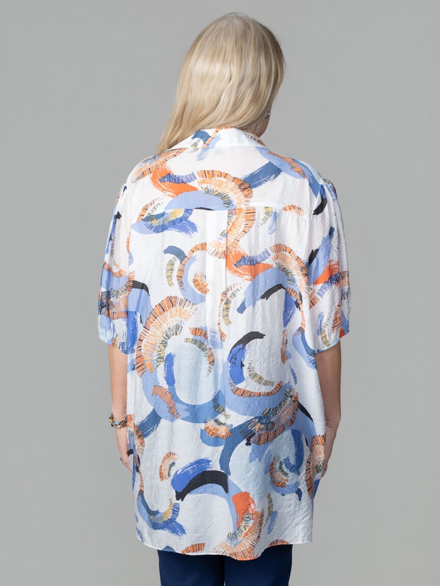 3/4 Sleeve Tunic With High-Low Hem