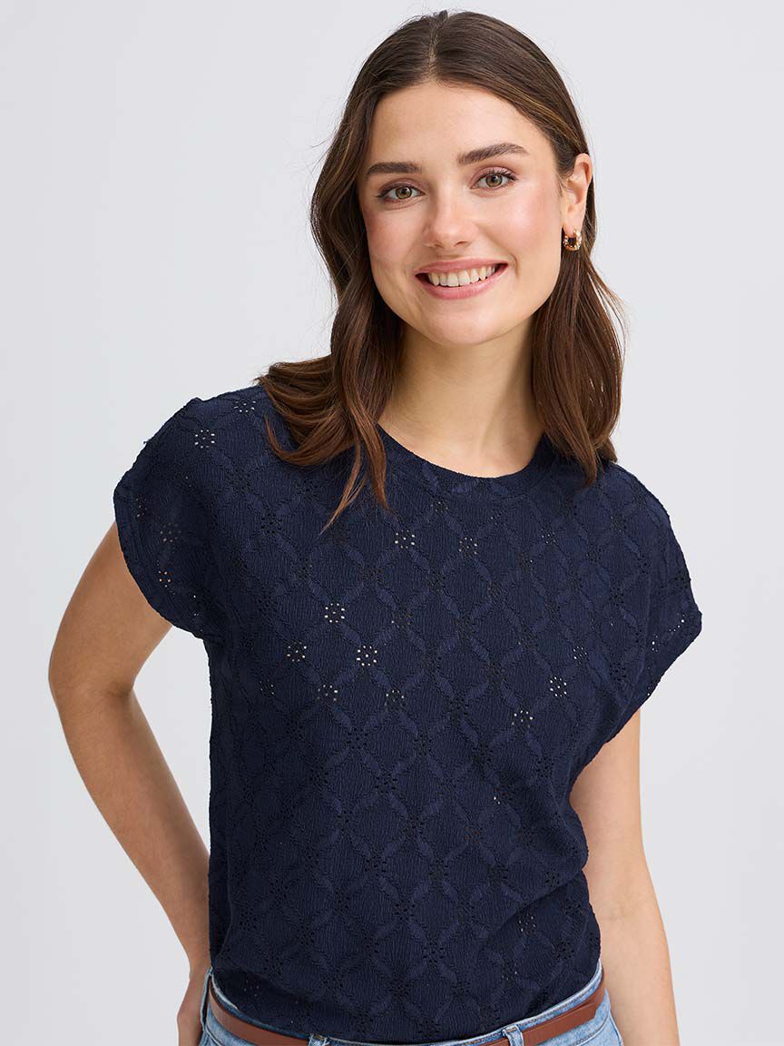 Short Sleeve Eyelet Top