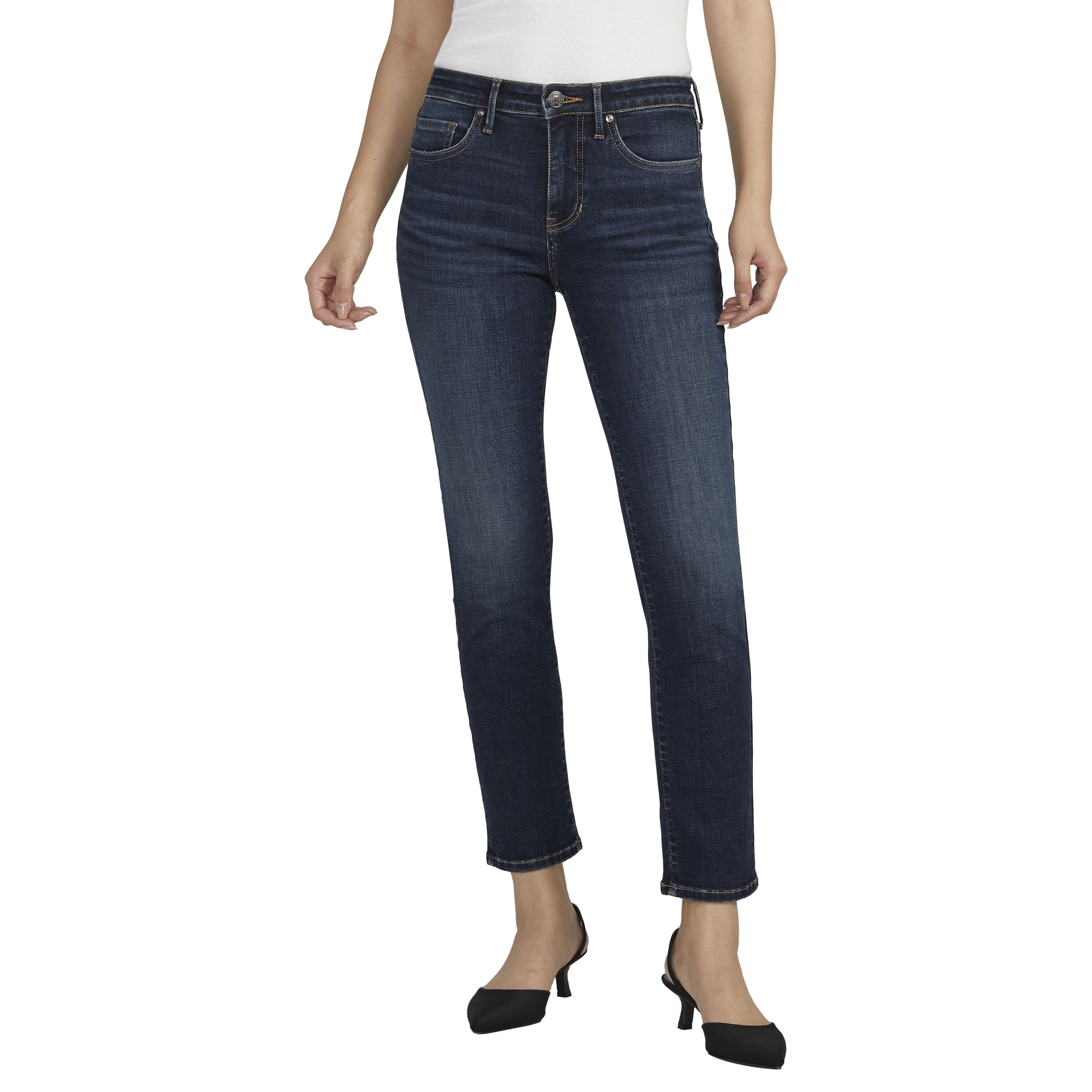 Cassie Mid Rise Slim Straight Leg Jeans Image 1