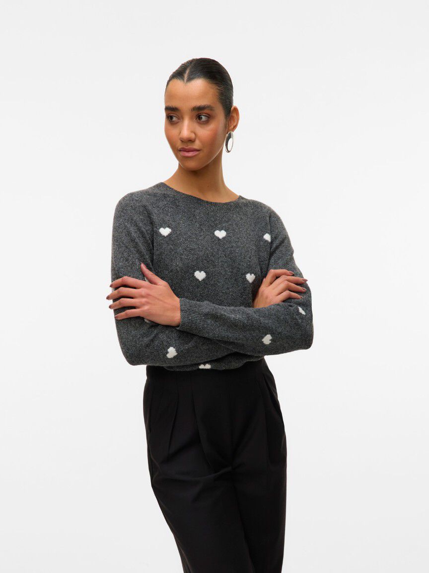 Lightweight Heart Print Sweater